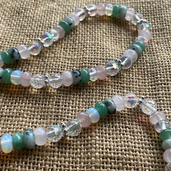 Mystical Dream Necklace Labradorite , Crystal Rose quarts Aventurine New - Picture 7 of 8